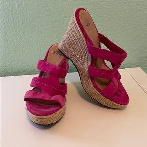 Ugg Tawnie Pink Suede Platform Wedges